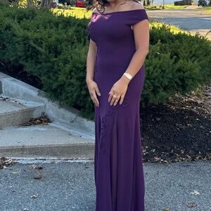 Elegant Purple Off-Shoulder Dress